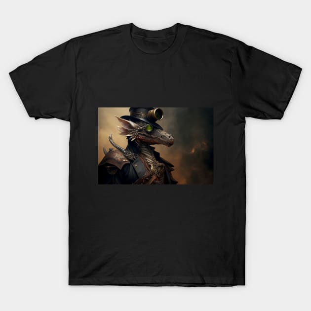 Navy Officer Steampunk Dragon T-Shirt by Obotan Mmienu